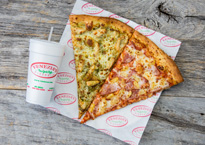2 slices with 1 item and a reg. drink photo
